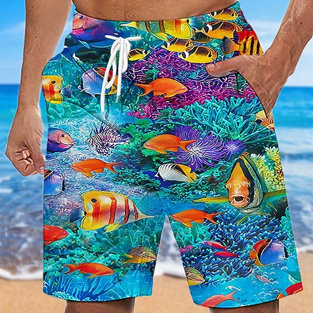 

Men Fashion 3D Printed Shorts Summer Casual Loose Fit Short Pants Streetwear Beach Bottoms