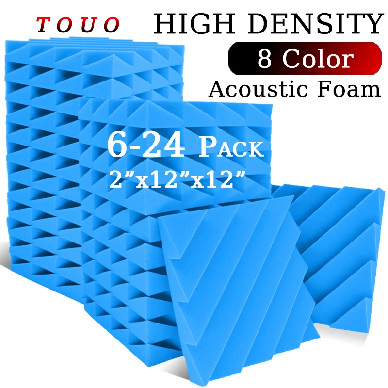 

TOUO Sound Treatment Panel 6-24Pack Studio Acoustic Foam Panels Diamond Groove Fire Resistant Soundproof Pad Acoustic Treatment