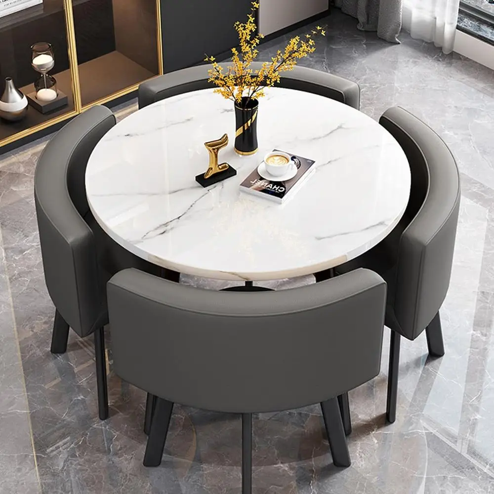 

Space-Saving Round Dining Set with Integrated Storage for Home, Living Room, and Balcony (Assembly Required) - 35.4IN