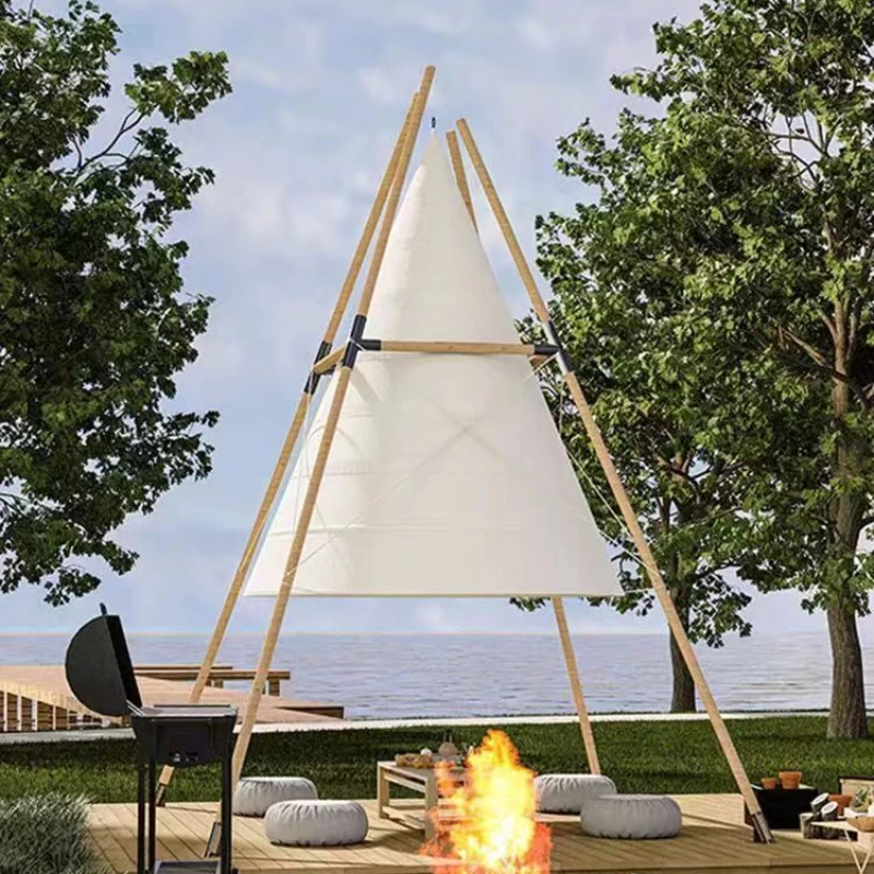 

Outdoor cone lantern tent Internet celebrity clock in travel seaside beach camping oversized canopy bamboo lantern tent