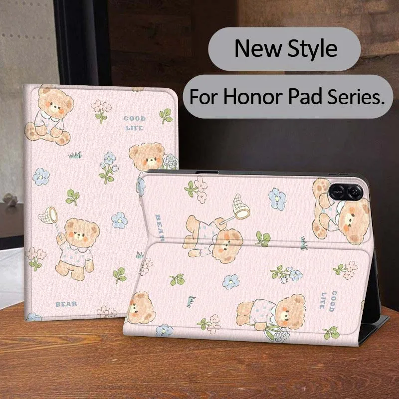 

Cute Teddy Bear Pattern Case For Honor Magic Pad 6 7 X8 V6 V7 Pro V8 X9 8 V8 9 13 X8a 2 V9 GT X9a X9 GT2 13.3 Inch Tablet