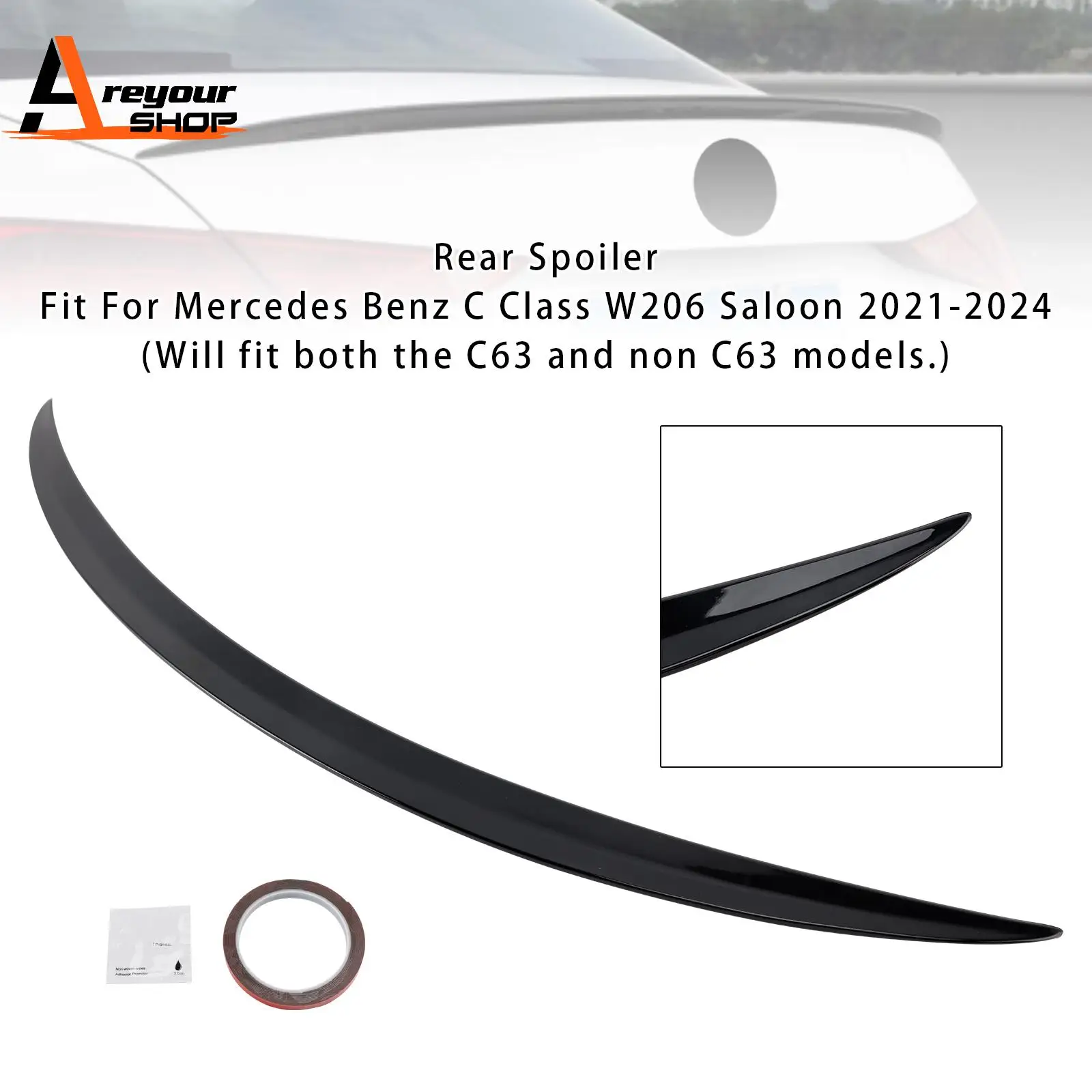 

Gloss Black Rear Spoiler for Mercedes-Benz C-Class W206 21-24 AMG Style