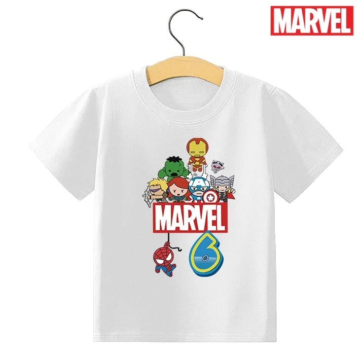 

Summer Disney Marvel SpiderMan 1-10 Birthday Kids Tshirts Boys T-Shirt Tees Girls Party T Shirt with Clothes Kids Fashion Tops