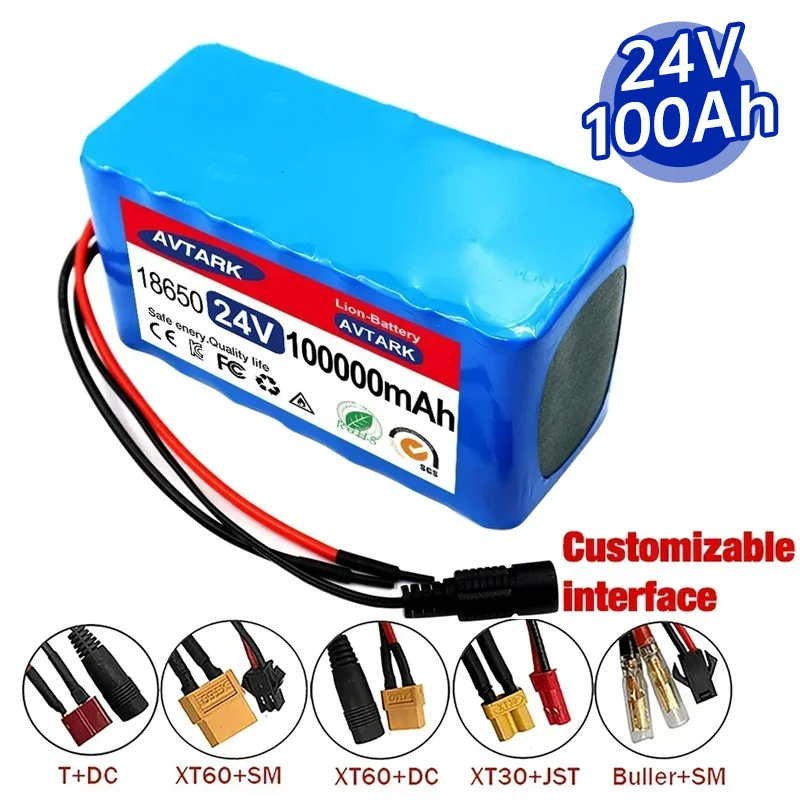 

18650 lithium-ion 7S3P 24V 100Ah 29.4V Replacement battery pack+2A charger for electric bicycles, wheelchairs, hanging bags