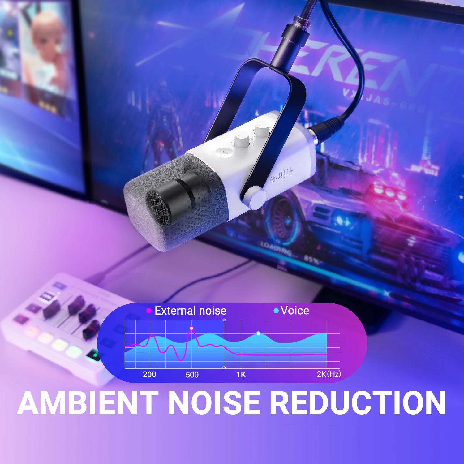 FIFINE XLR/USB 다이나믹 마이크헤드폰 잭/RGB/음소거 포함,스트리밍 게임 녹화... - 5