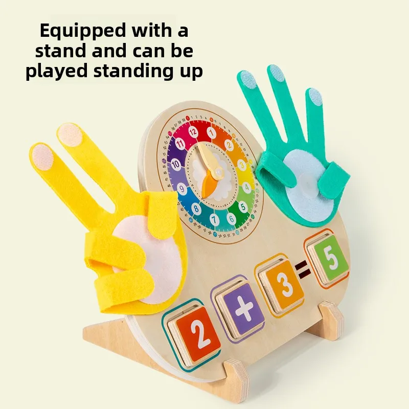 ألعاب مونتيسوري للأطفال ألعاب الرياضيات مع كتل أرقام الساعة وبطاقات عد الأصابع ألعاب تعليمية لمرحلة ما قبل المدرسة #3
