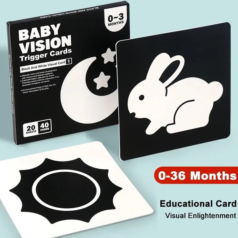 Karty stymulacji wizualnej dla dzieci Montessori High Contrast Flash Card Prezent dla niemowląt dla dzieci Zabawka poznawcza