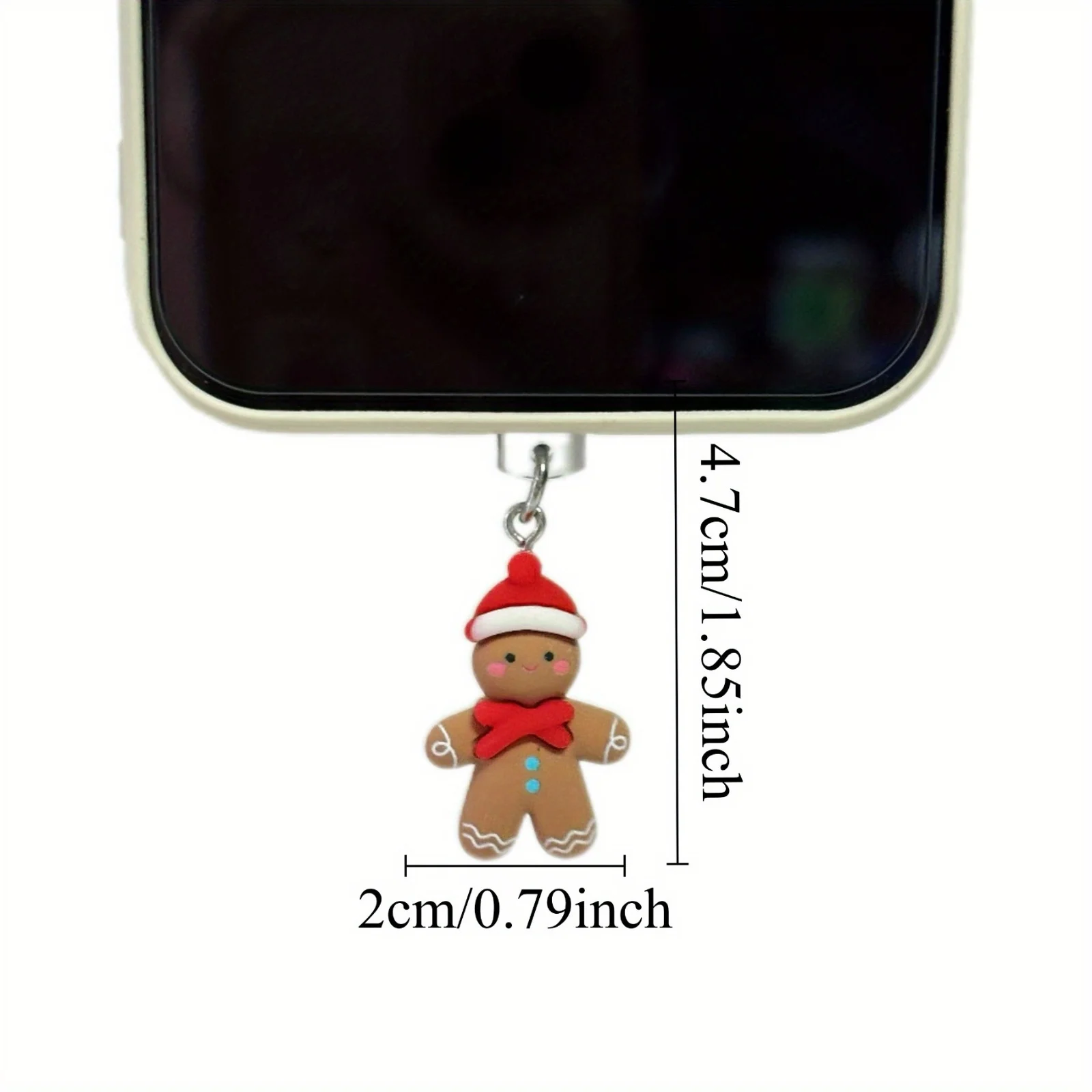 1 Piece of Christmas Gingerbread Man Dust Plug Decoration, Suitable for iPhone and Type-C Ports, Cute Holiday Phone Accessories, Holiday Gifts, and Small Daily Care Accessories Such as Mobile Phones, Computers, Headphones, Etc
