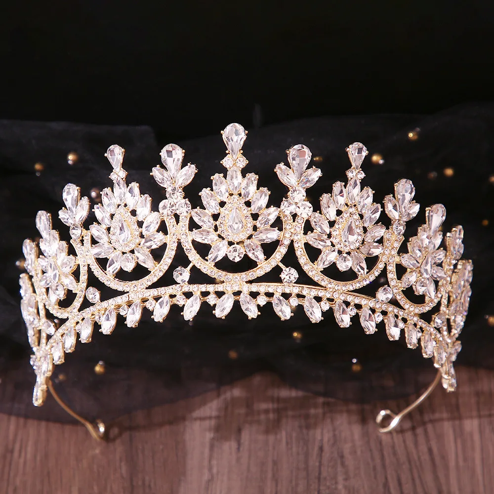 DIEZI 9 Colors Elegant Bridal Water Drop Crystal Tiara For Women Girls Wedding Party Luxury Queen Crown Hair Dress Accessories