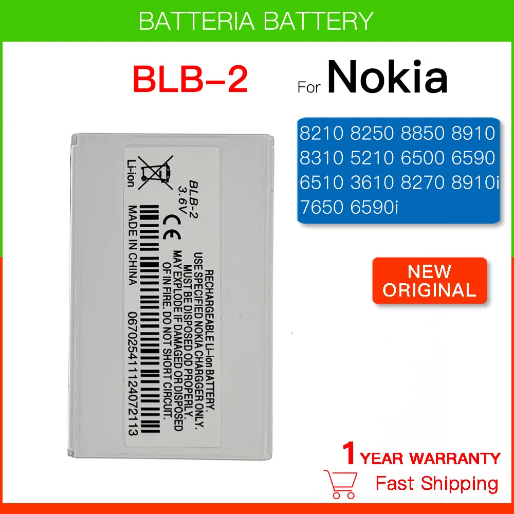 BLB-2 Replacement Battery For Nokia 8210 8250 8850 8910 8310 5210 6500 6590 6510 3610 8270 8910I 7650 6590I batteria batteries