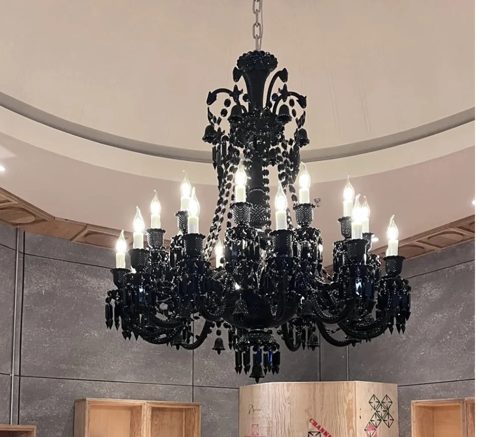 Modern Black Crystal Chandelier Luxury Black Candle Pendant Lamp Chandelier D62cm H80cm 6arms Decora Crystal Chandelier Lighting