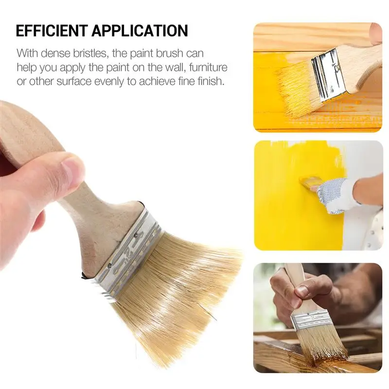 10pcs Paint Wooden Handle Painting Brush Multipurpose Sauce Pastry Handle Paint Efficient Application Painting Tools Brush