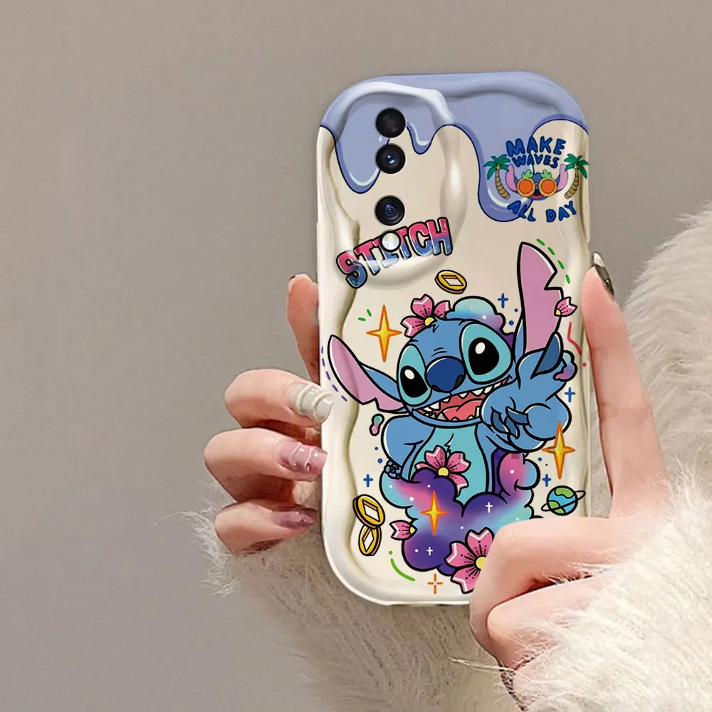 Disney Baby Lion Stitch Angel 3D Wave Phone Case For HUAWEI P30 P40 MATE 30 40 NOVA 5T 7 9 10 11 HONOR 20 50 90 X50I Case Funda