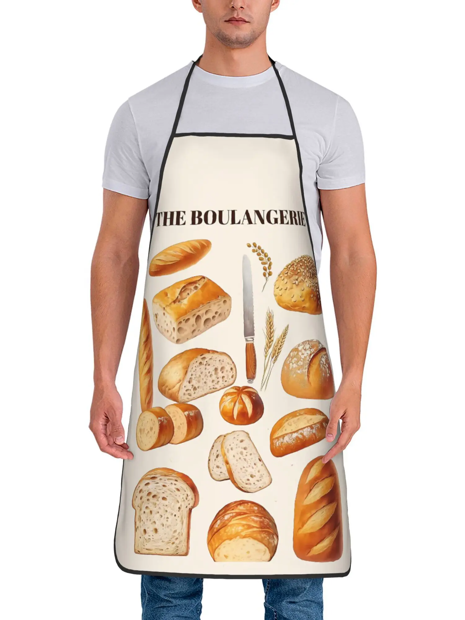 Vintage Bakery Bread and Pastry Printed Apron for Men and Women Artistic Kitchen Cooking Apron