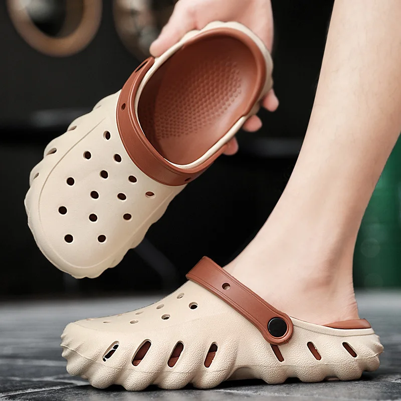 Men's Outdoor Beach Slippers Indoor Sandals Home Couple Flat Shoe Feeling of Treading on Shit Indoor Outdoor Sandals