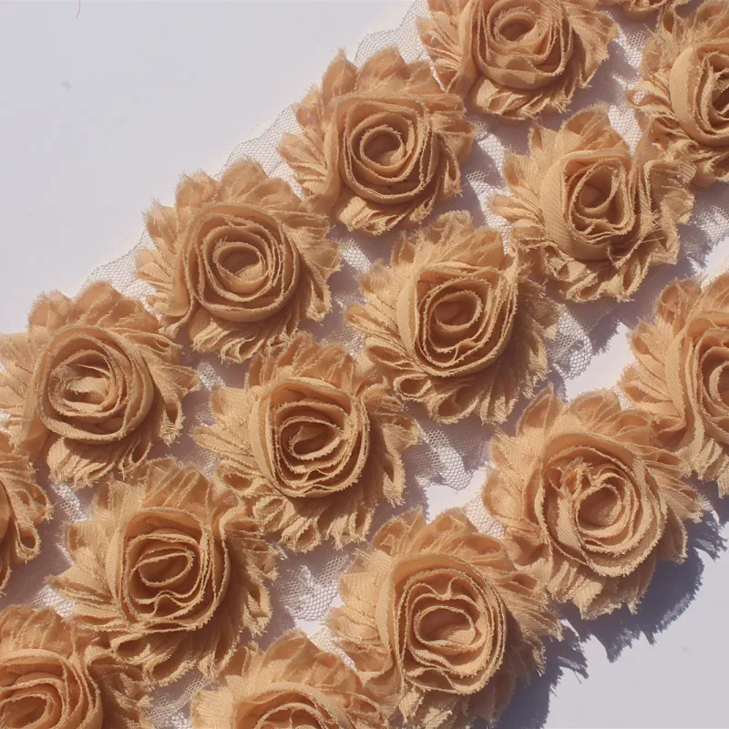 1y 2.5 بوصة رث الشيفون زهرة الدانتيل لحديثي الولادة طفل الفتيات Headbands إكسسوارات الشعر الصغار رومبير فستان الخياطة الزهور