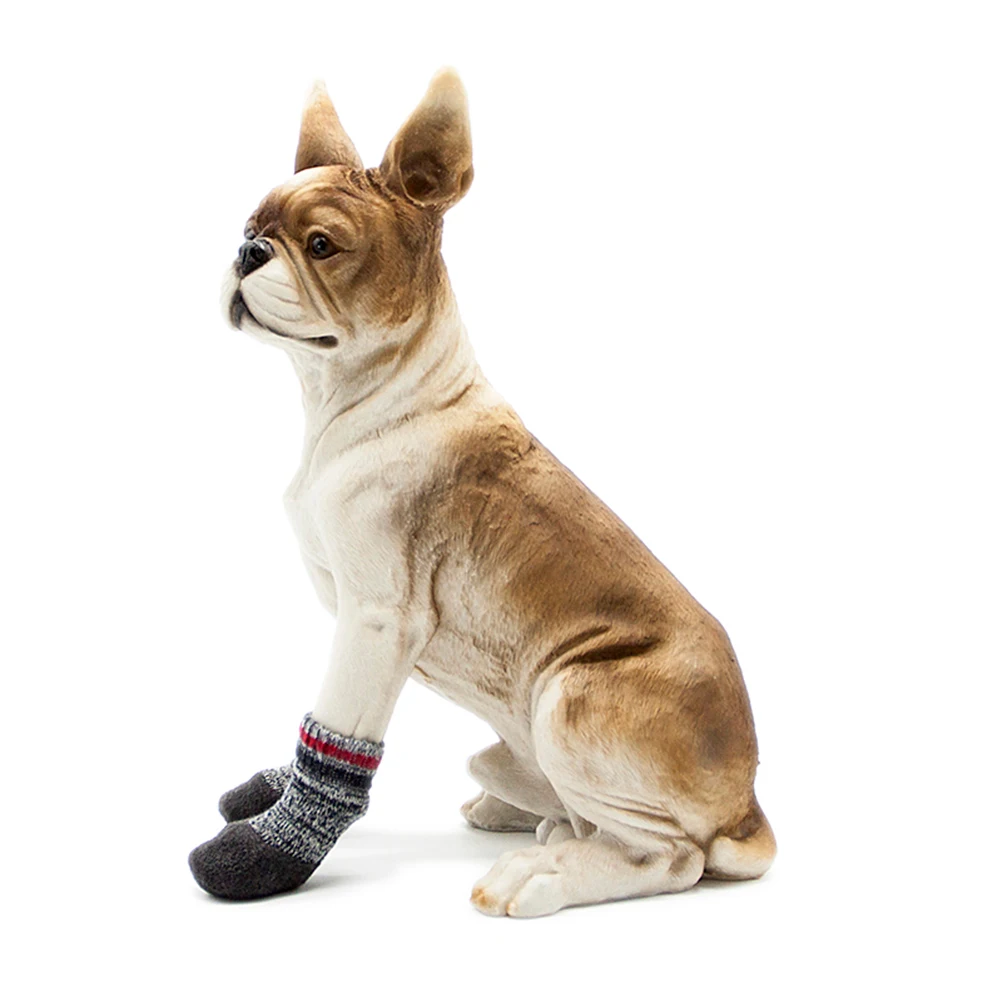 

4pcs 2 Pair Pet Dog Socks Winter Padded Warm Waterproof Non-Slip Indoor Outdoor Use Light Soft Gray 3#
