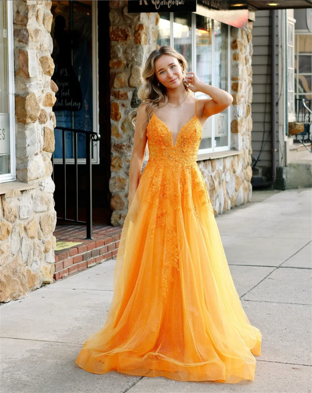 Jessica Orange Color Prom Dresses Tulle Graduate Evening Dresses Special Occasion Women's Wedding Party Dresses Robes De Soirée