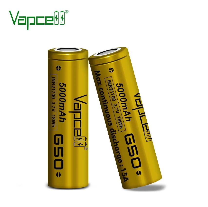 Original Vapcell G50 21700 Lithium cell INR 21700 5000mAh 15A 3.7V High Current Rechargeable Batteries For Drone Flashlight