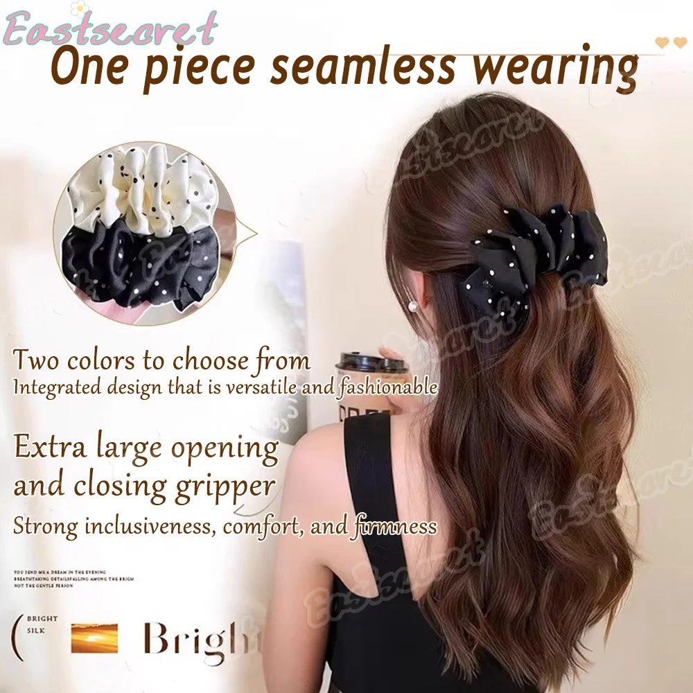 EAST Elegant Print Cloth Banana Clip Hairpin Bowknot Hair Clip Hair Claw Synthetic Ponytail Women with Wavy Curls