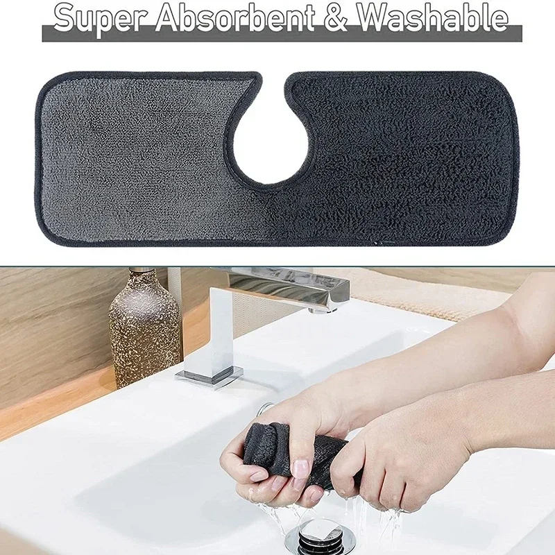 Water Absorption Kitchen Sink Mat Bathroom Faucet Splash Catcher Washbasin Counter Absorbent Pads Toilet Room Water Prevent Mats