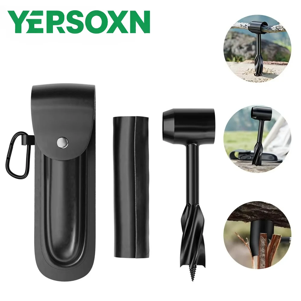 1PC Bushcraft Settlers Tool Scotch Eye Hand Auger Wrench Manual Drill for Survival,Camping Gear for Outdoor DIY&Shelter Building