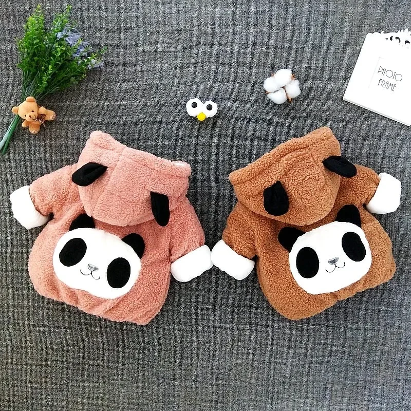 

3 6 12 18 24 36 Month Newborn Clothes Cute Panda Plush Baby Boys Jacket Winter Warm Hooded Coat For Girl Little Princess Outwear