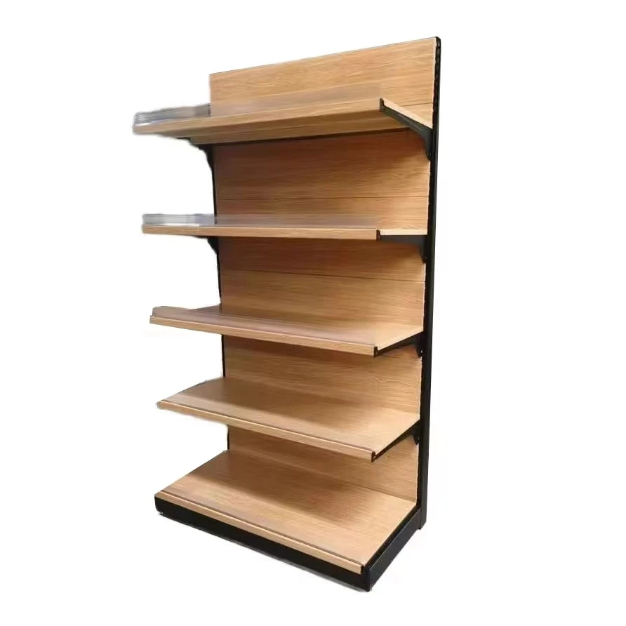 Supermarket display racks, ledges with strong bearing capacity, wood grain stores display metal shelf accessories