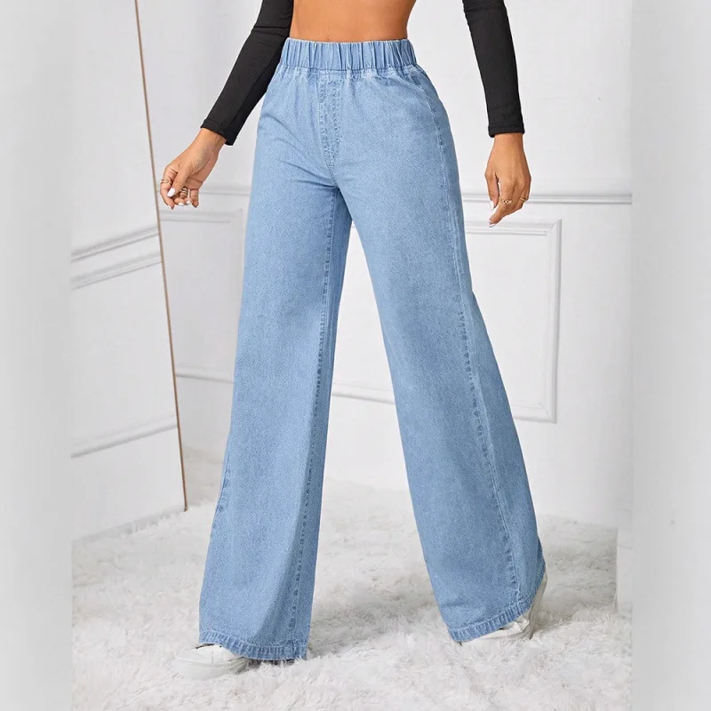 Retro High Waist Straight Leg Women's Jeans Draping Versatile Wide Leg Loose Long Trousers Comfortable Cotton Casual Spring A...