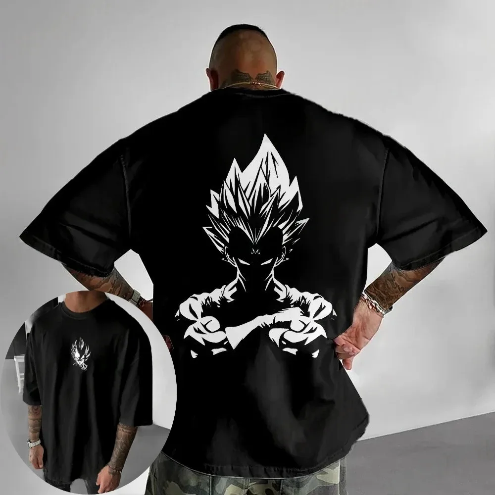 2026 Trendiges Mode-T-Shirt mit Dragon Ball Motiv für Herren, Japanischer Anime Vegeta Kurzarm-Shirt in Übergröße