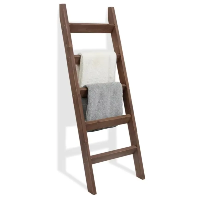

Country blanket ladder Wooden storage ladder 5 layers Burnt wood decoration Wall ladder Shelf