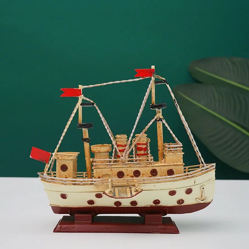 

Retro Metal Ship Miniature Model Industrial Decoration Antique Gift for Boyfriend Home Collection Desktop AccessoriesCountry Hou