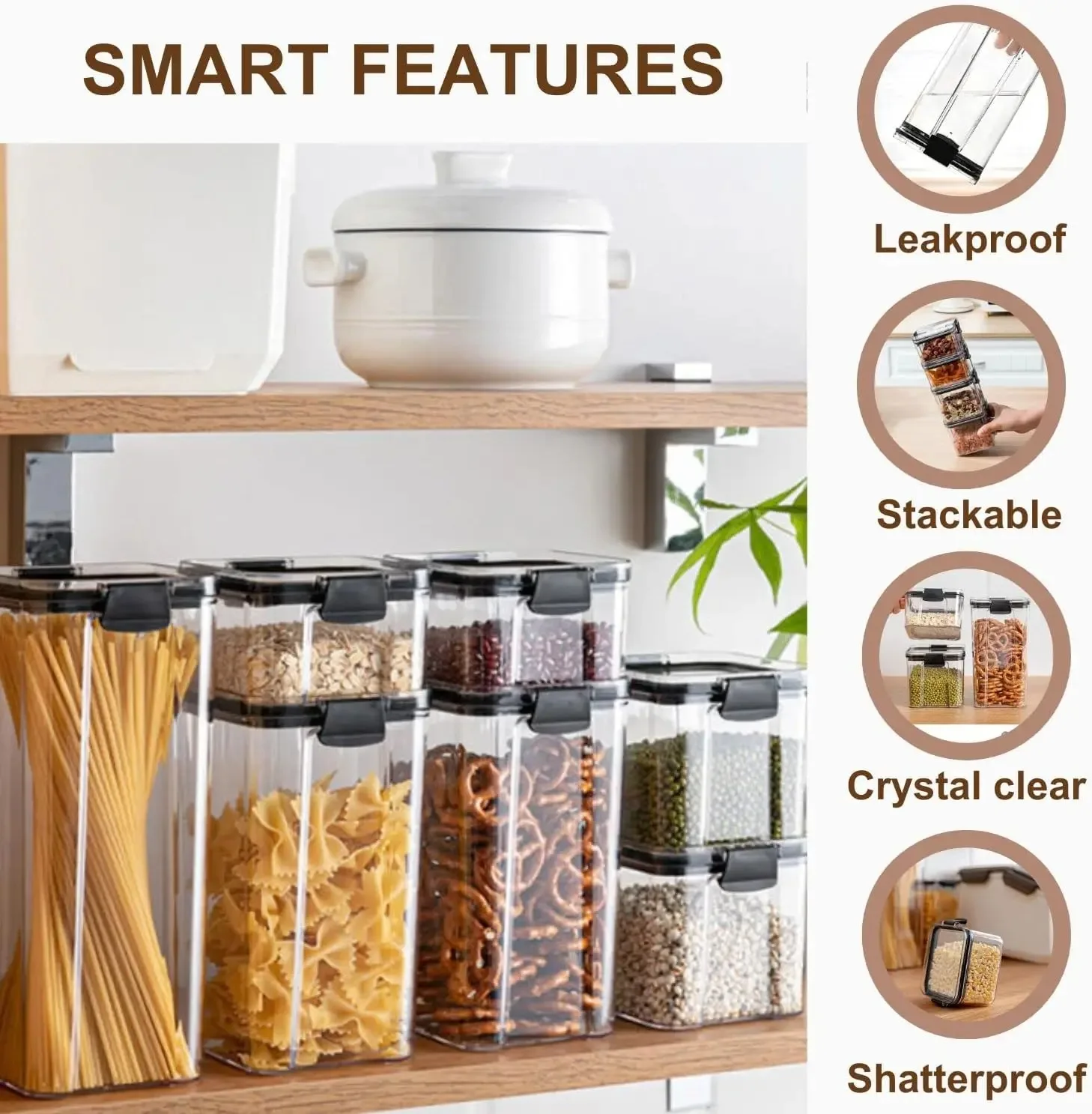 Kitchen Storage Food Grade Sealed Jars Whole Grain Clear Plastic Canning Jars Household Stackable Dry Sealed Seasoning Jar Set