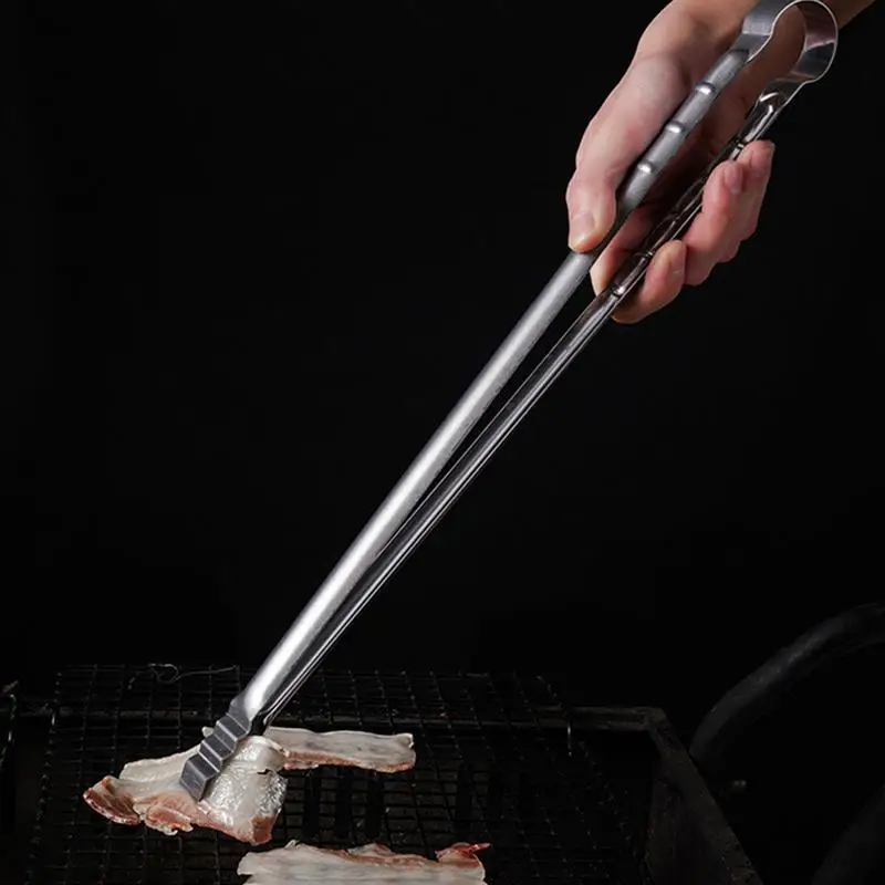 Grilling Tongs For Outdoor Grill Non-slip Handle Metal Thongs For Cooking Ergonomic Kitchen Gadget For Food Meat Sausage Fish