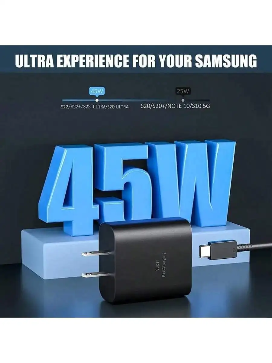 45W Super Fast Charger Type C,USB-C Wall Charger For S amsung Galaxy S22 Ultra/S22+/S22, Note 10+/Note 20/S20/S21, Z Fold 4/Z Fl