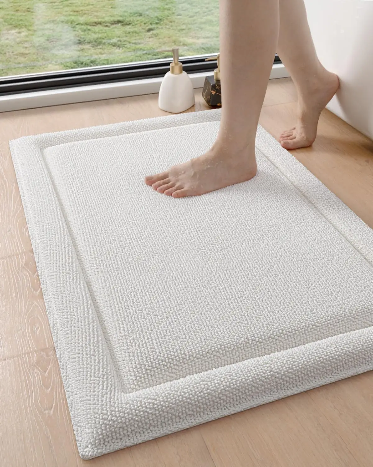 

Memory Foam Bath Mat 24x17, Soft Absorbent Chenille Bathroom Rug, Non Slip Washable Bath Mats for Bathroom, Thick Plush