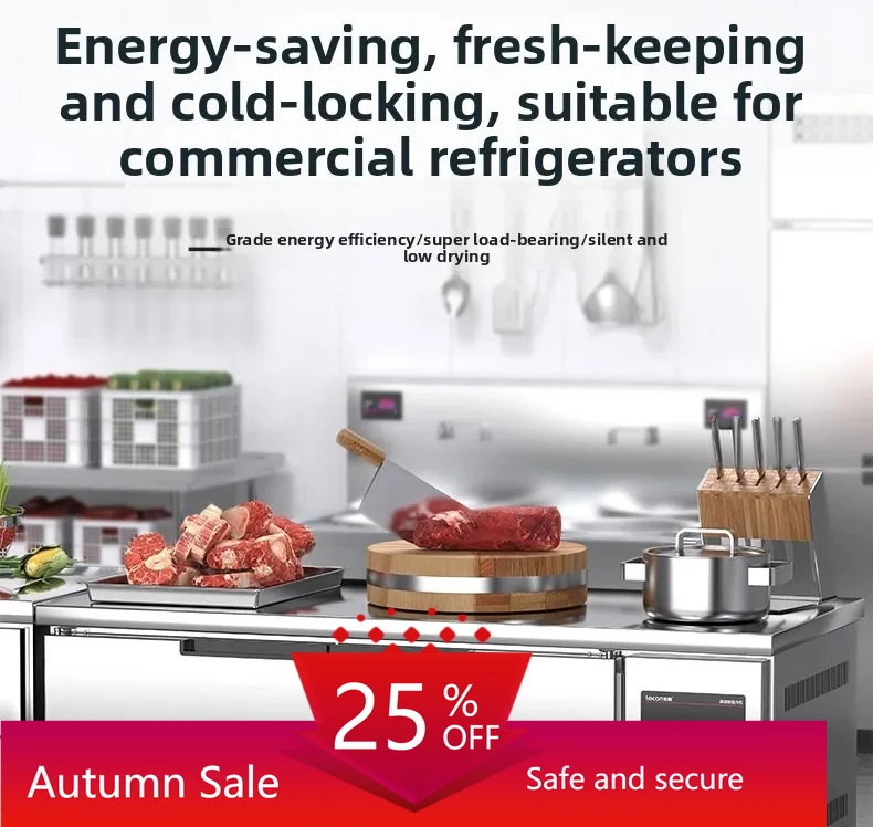 

refrigerated workbench freezer stainless steel fresh-keeping flat freezer milk tea kitchen console