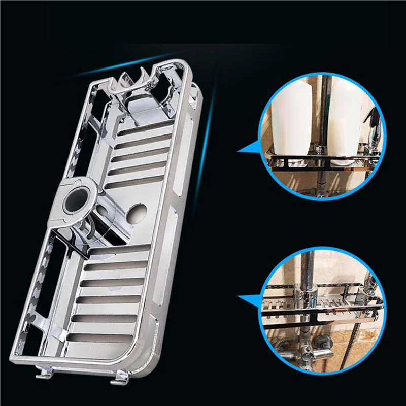 

【Hot Cake】2X подъемная полка для душа, прямоугольная съемная полка для хранения, пластиковый держатель, аксессуары для кухни и ванной комнаты (25 мм)