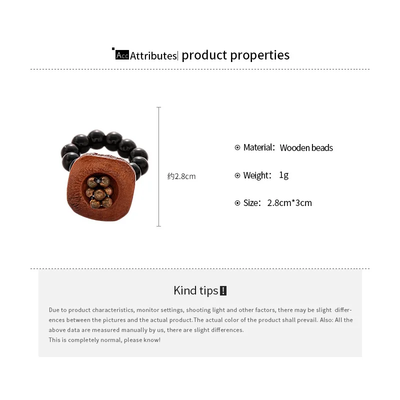Vintage Wooden Rings for Men Women Butterfly Square Round Shape Elastic Rings Knuckle Joint Ring Ladies Fashion Finger Jewelry - Image 6