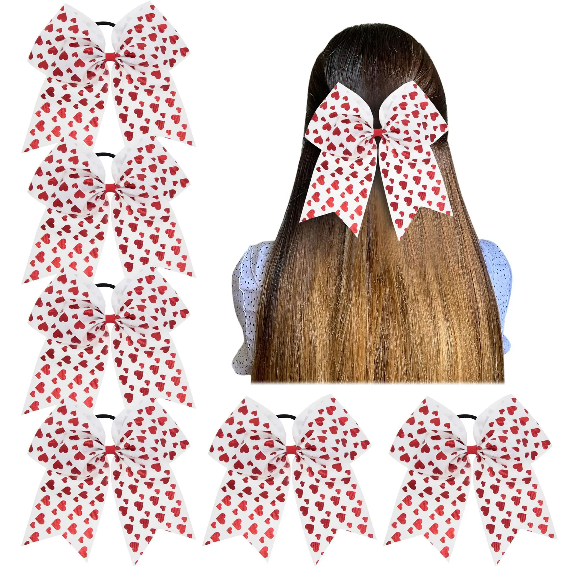 

Girls Bow Hair Ties Grosgrain Bowknots Elastic Hair Ropes Cute Love Printing Bows Swallow Tail Hair Accessories for kids 10PCS