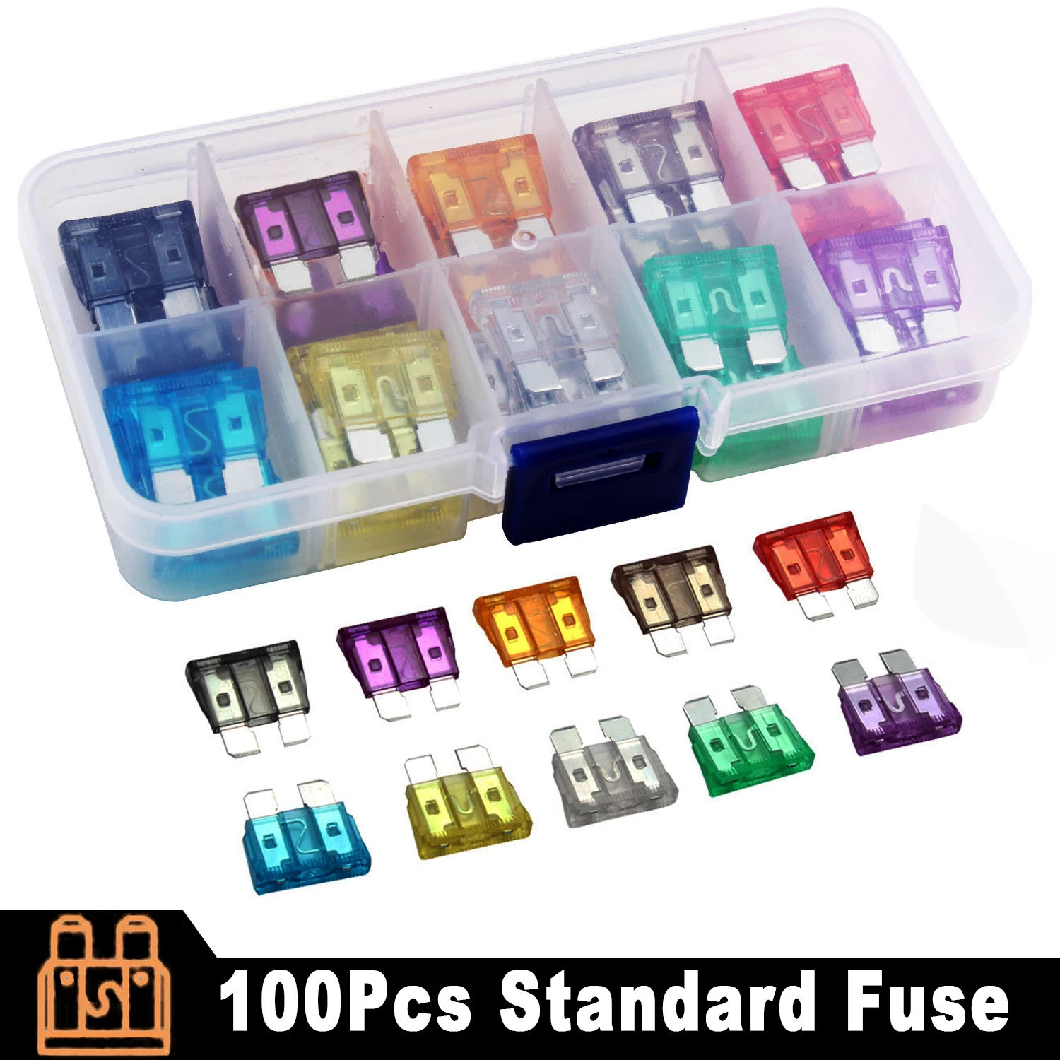 

100Pcs Standard Assortment Automotive ATC ATO Auto Fuses Kit Standard Medium Blade Fuse Car Fuse Kit Insurance Insert Lamp Light