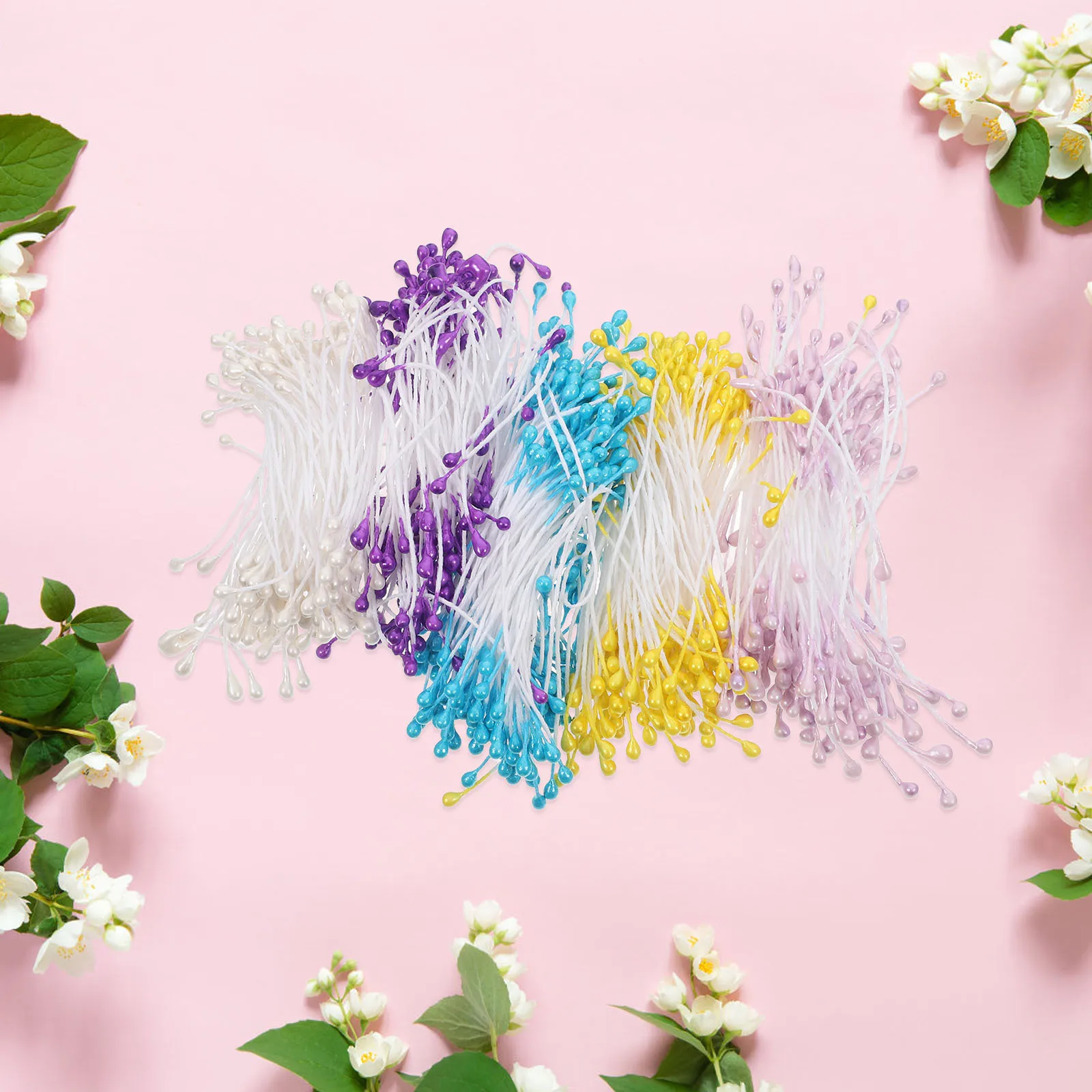 750 قطعة من الزهور الاصطناعية برأسين، مسامير زهور واقعية للحرف اليدوية، زينة الزفاف، زهور يدوية الصنع