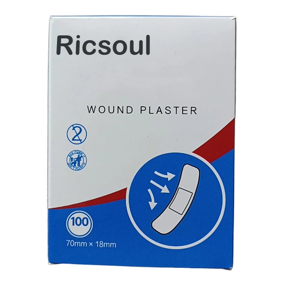 Ricsoul Adhesive Bandages, Basic Care Flexible Fabric Adhesive Bandages, First Aid and Wound Care Supplies, All-One Size, 100 Co