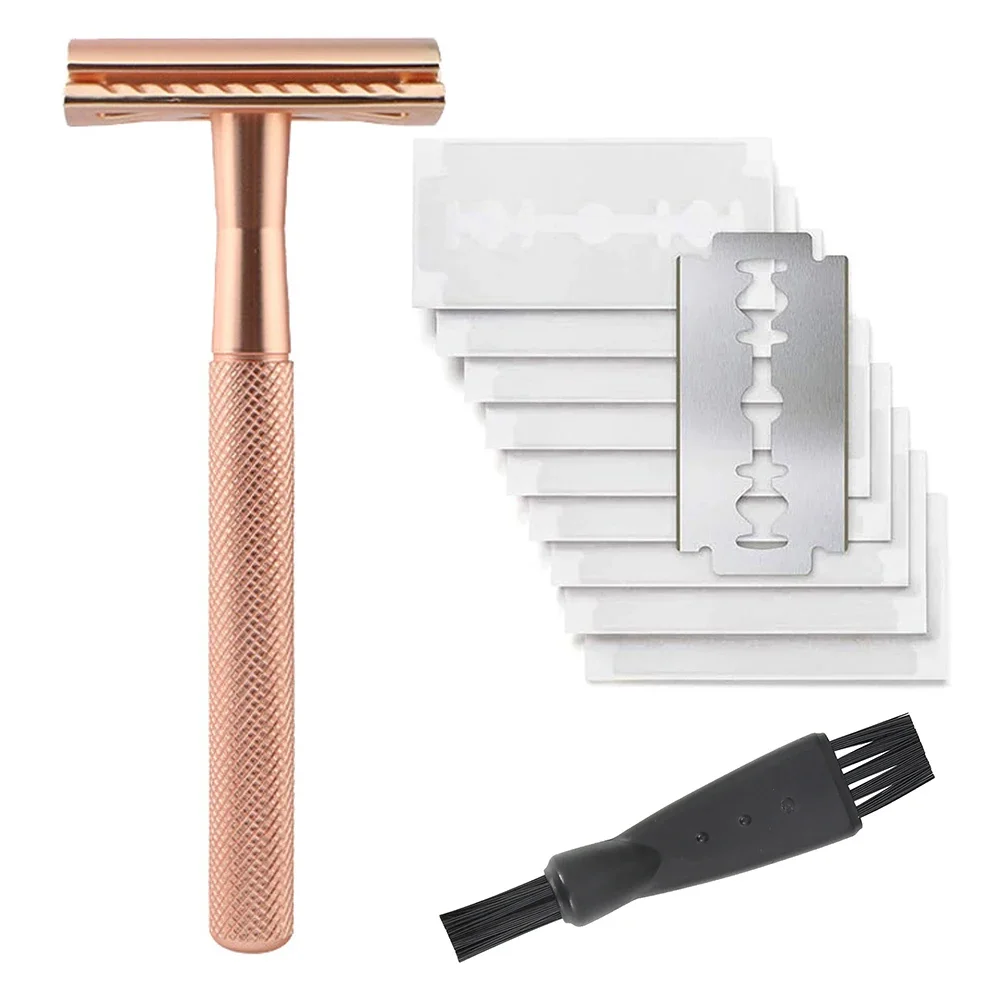 Safety Razor with Brass Weighted Handle and 5 Double Edge Safety Blade Refills,Single Blade Razor for Men, Designed for Coarse image 4