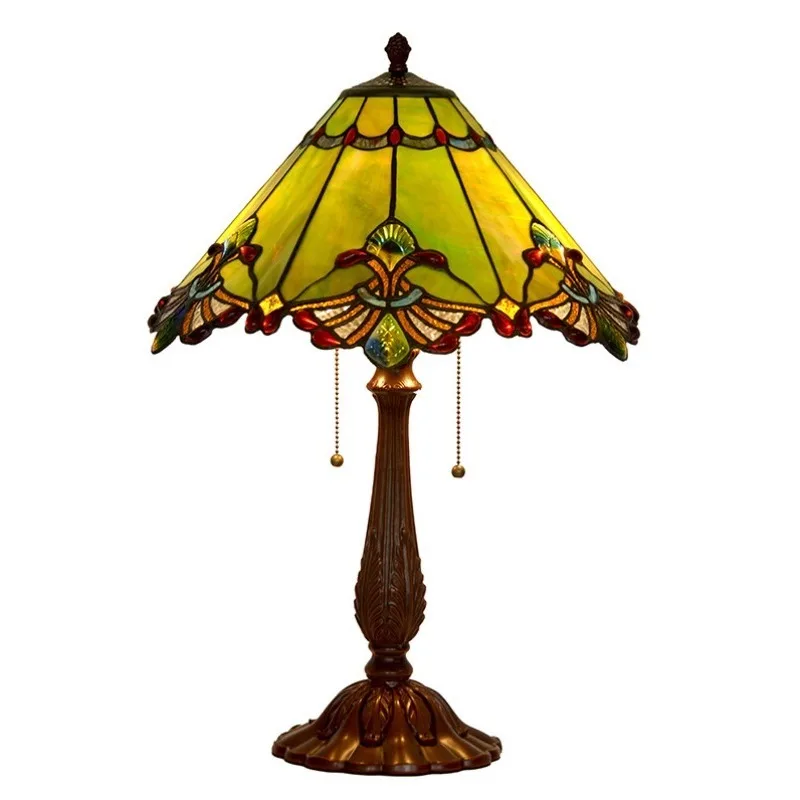 

Stained glass table lamp, preaching courtyard style, British simple table lamp