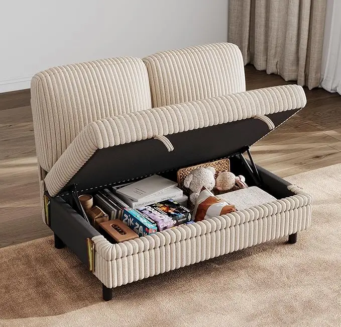 Module for Sectional Sleeper Sofa Couch, Plush Corduroy Customizable Sleeper Sofa - Pull Out Sofa, Storage Double Seater, Storag