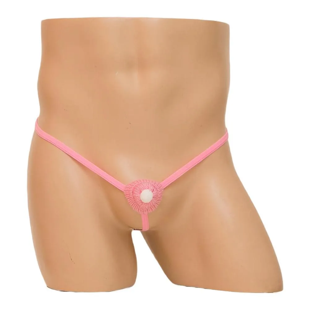 1 قطعة الرجال الديك عيد الميلاد قبعة مثير G-سلاسل T-الظهر Crotchless السروال منخفضة الخصر ملابس داخلية جيدة التهوية مريحة ثونغ