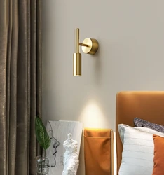 2023 New Copper Brass Gold Black Good Quality Simple Reading Wall Light LED Hotel Apartment Home Warm Wall Lamps