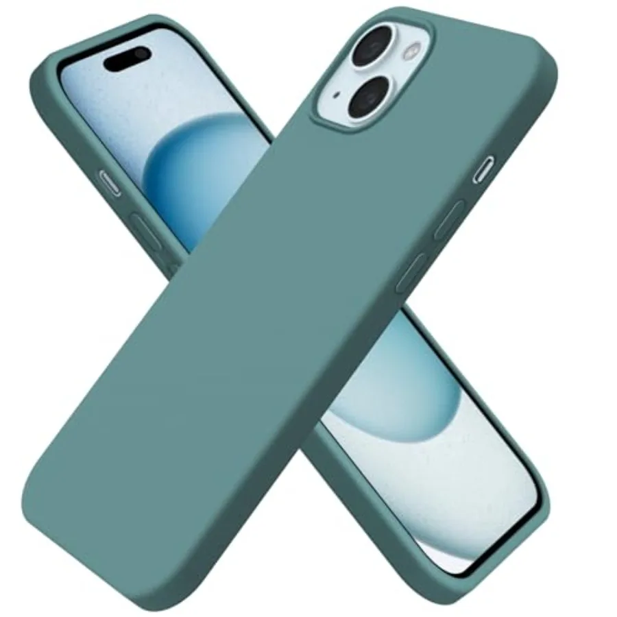 

for iPhone 15 Case Liquid Silicone Slim Shockproof Protective Cover 6.1 Inch Anti-Scratch Drop Protection, Forest Green