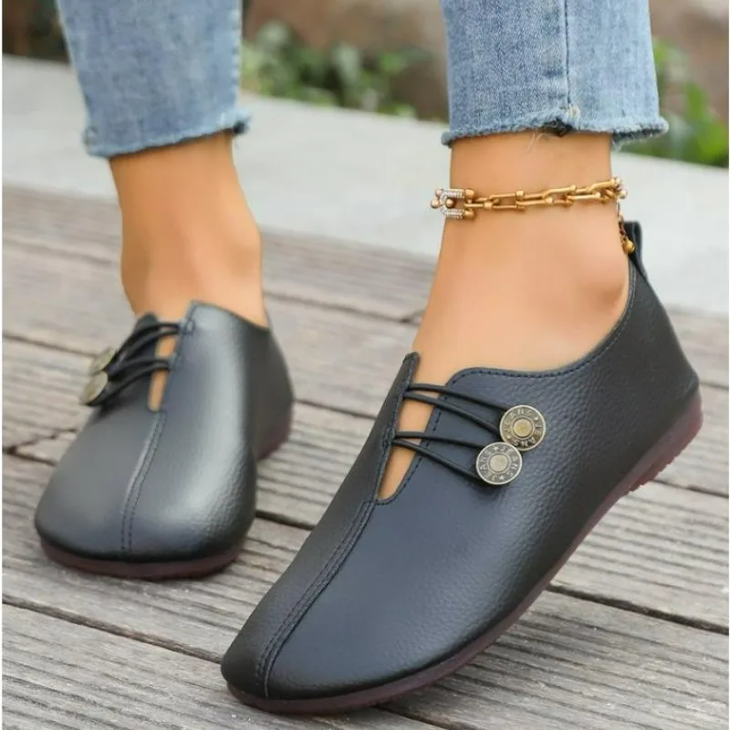 

Women's Casual Flat Sole Single Shoes One Footed Bean Shoes Comfortable Mary Jane Shoes Walking Lightweight Non-slip Loafers